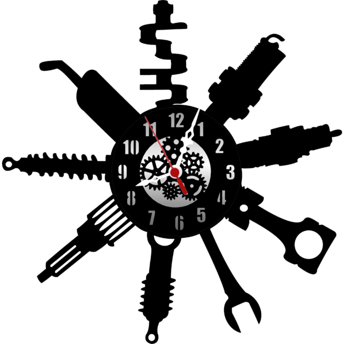 Auto Tool Wall Clock 12″ Wall Clock, Black