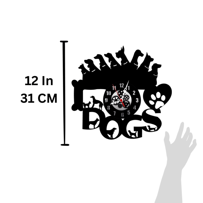 Dog Wall Clock 12″ Wall Clock, Black PlexiGlass