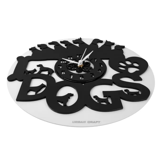 Dog Wall Clock 12″ Wall Clock, Black PlexiGlass