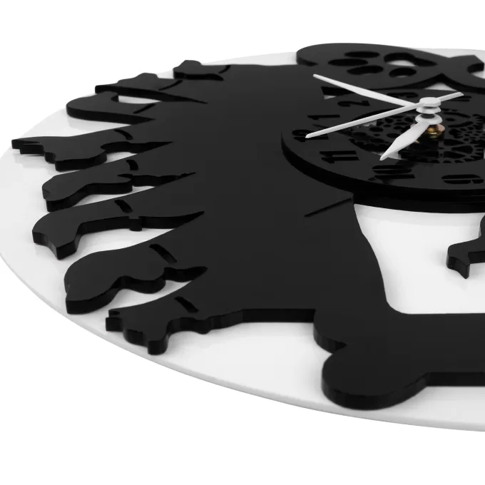 Dog Wall Clock 12″ Wall Clock, Black PlexiGlass