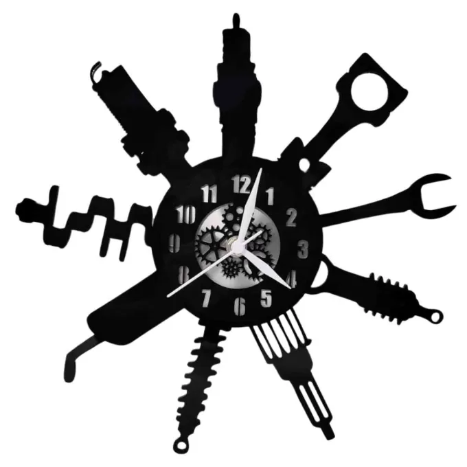 Auto Tool Wall Clock 12″ Wall Clock, Black