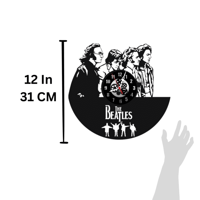 The Beatles 3  PlexiGlass Glossy Black 12” Wall Clock