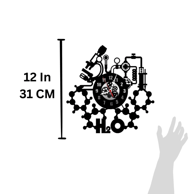 Chemistry Art 12'' PlexiGlass Glossy Black Wall Clock