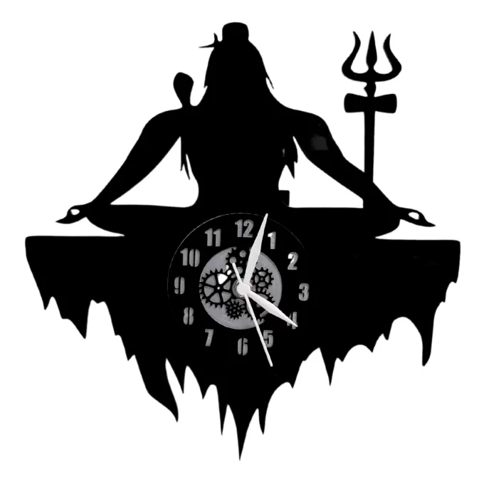 MAHADEV 12” Premium PlexiGlass Glossy Black Wall Clock