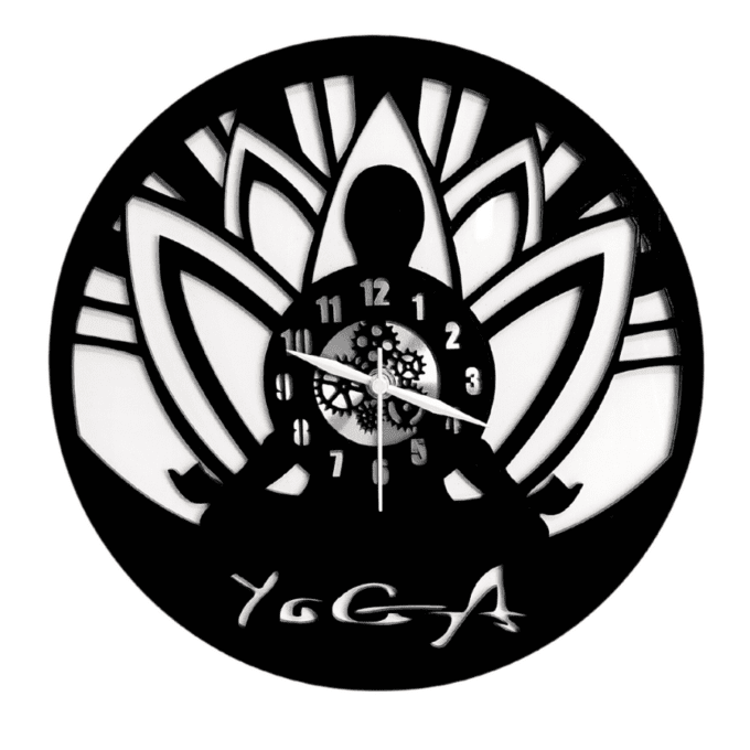 Yoga 12” PlexiGlass Glossy Black Wall Clock