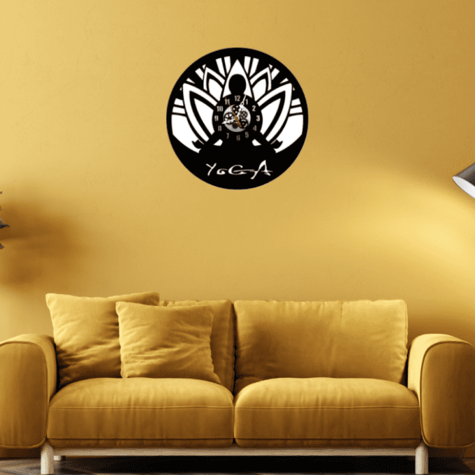 Yoga 12” PlexiGlass Glossy Black Wall Clock