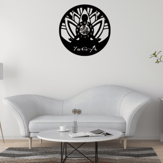 Yoga 12” PlexiGlass Glossy Black Wall Clock