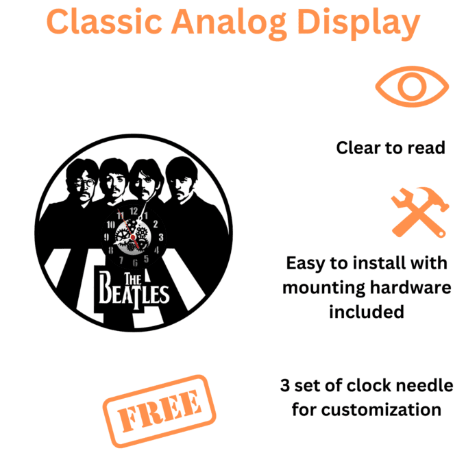 The Beatles 2 PlexiGlass Glossy Black 12'' Wall Clock