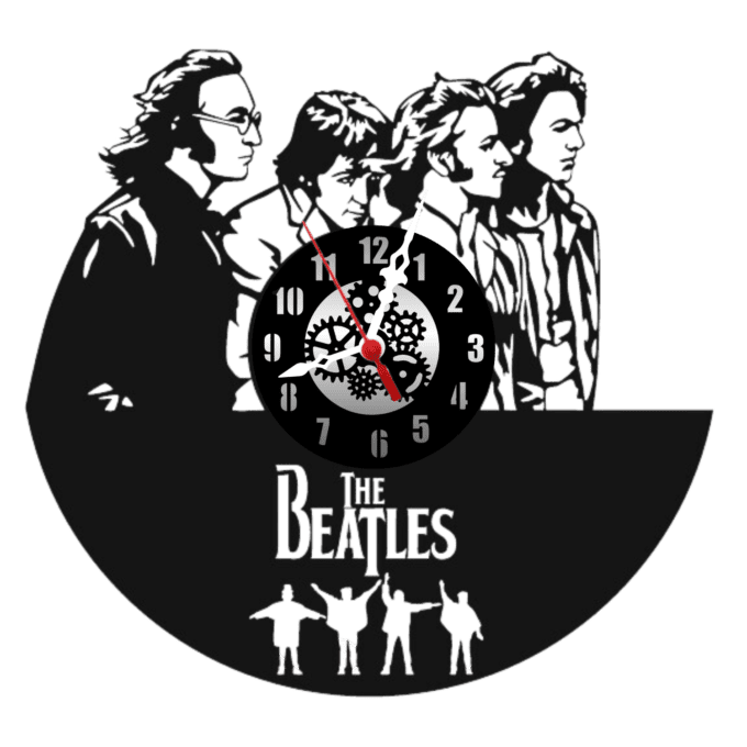 The Beatles 3  PlexiGlass Glossy Black 12” Wall Clock