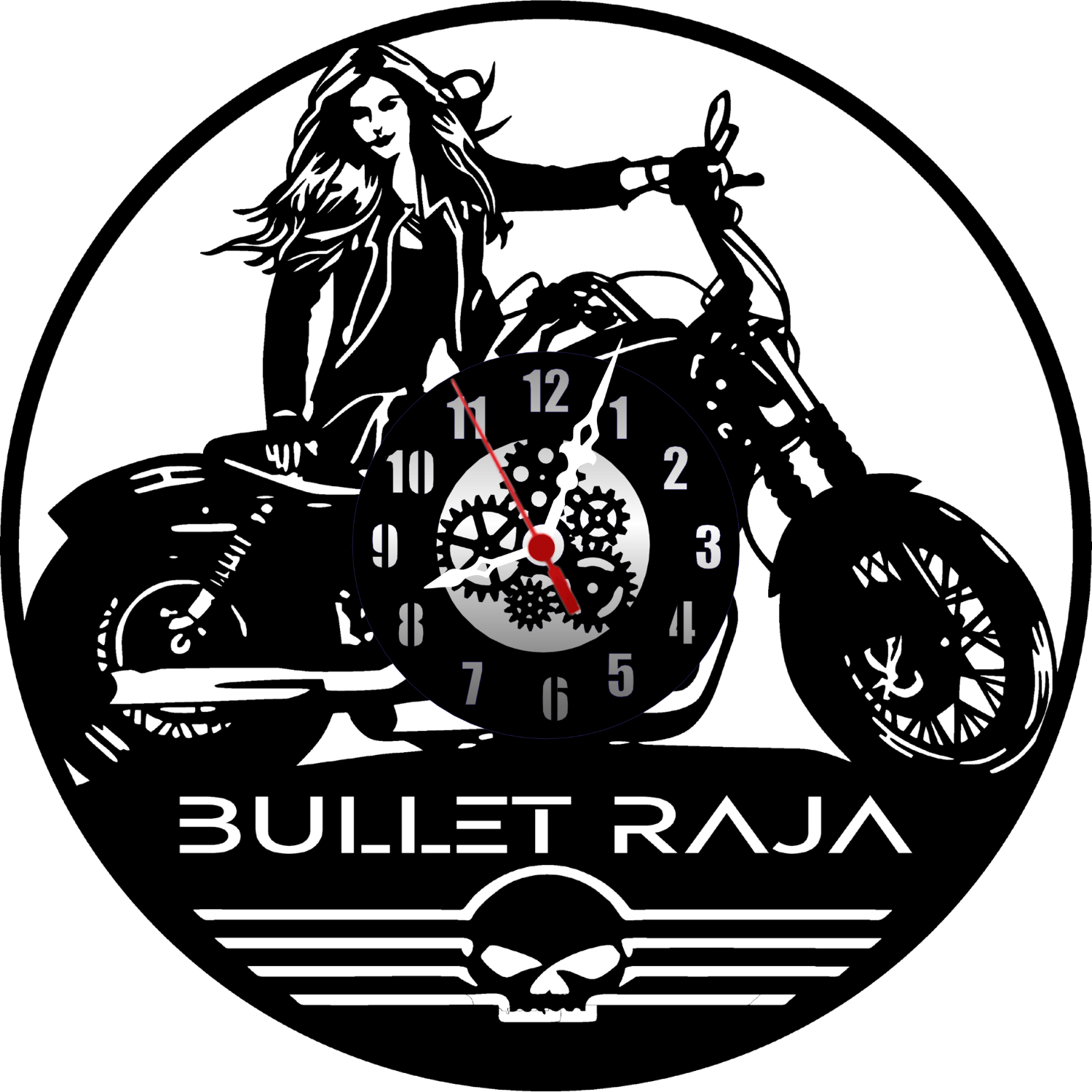 bullet-raja-12-premium-plexiglass-glossy-black-wall-clock-urban-qraft