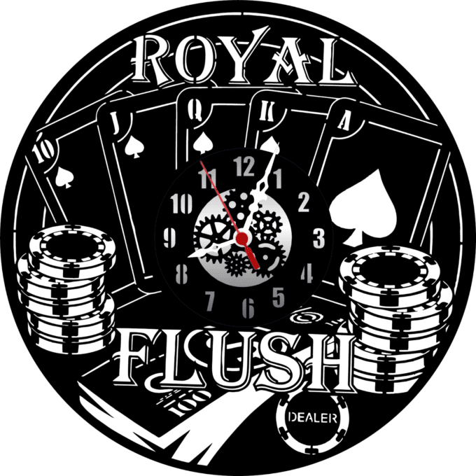 Royal Poker 12'' PlexiGlass Glossy Black Wall Clock