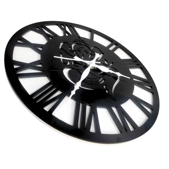 GANESH ROMAN 12”  PlexiGlass Glossy Black & White Wall Clock