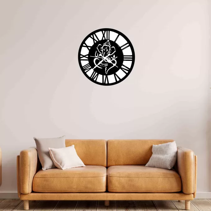 GANESH ROMAN 12”  PlexiGlass Glossy Black & White Wall Clock