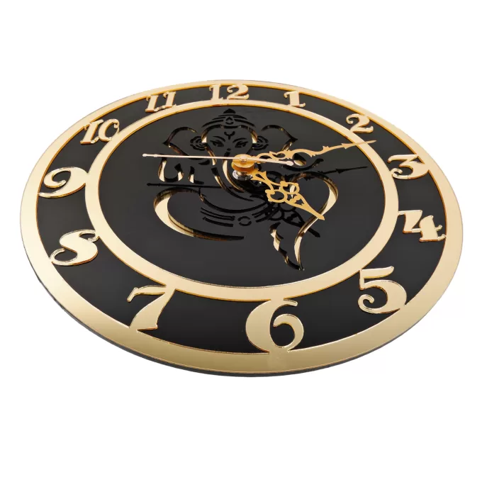 Golden Ganesha, Gold & Black Wall clock