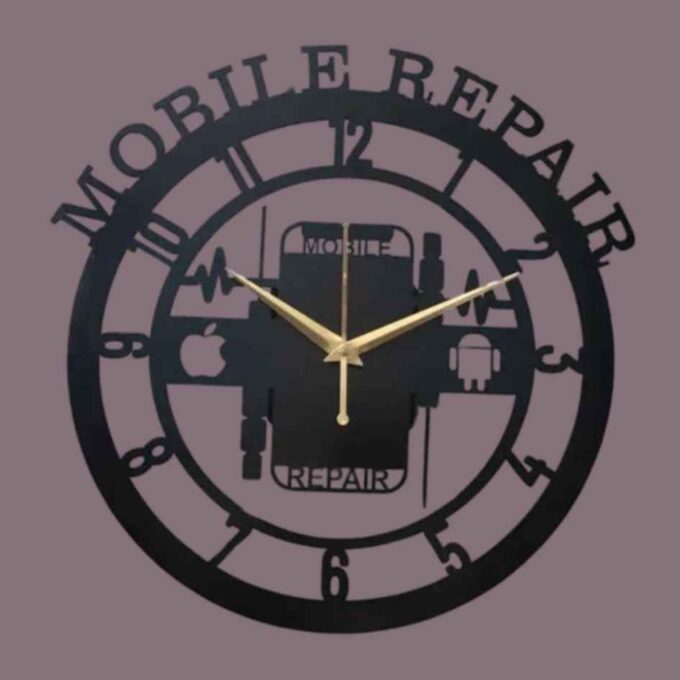 Mobile repair wall clock 12″ Numbered Wall Clock, Black