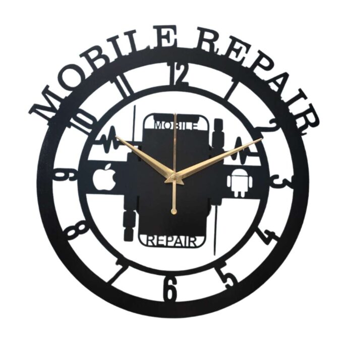 Mobile repair wall clock 12″ Numbered Wall Clock, Black