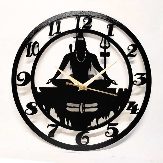 SHANKAR MAHADEV 12” Premium wood  Black Wall Clock