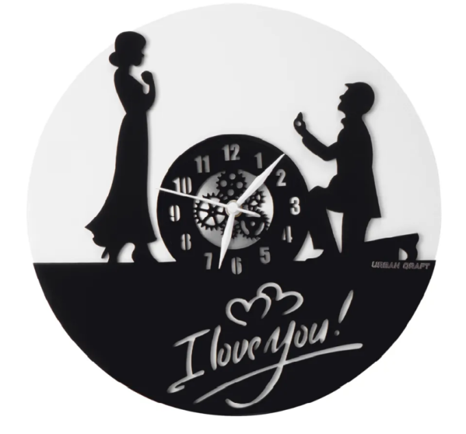 Couple Wall Clock, 12″ Numbered Wall Clock, Black