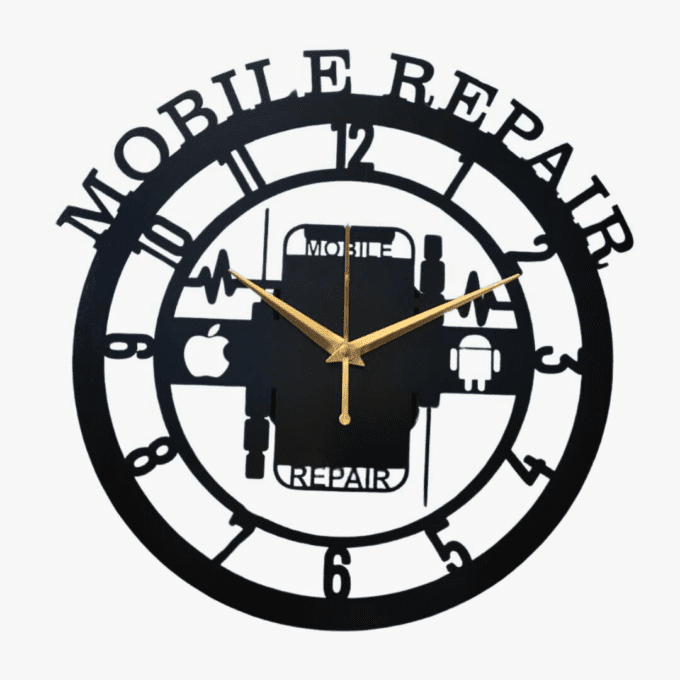 Mobile repair wall clock 12″ Numbered Wall Clock, Black