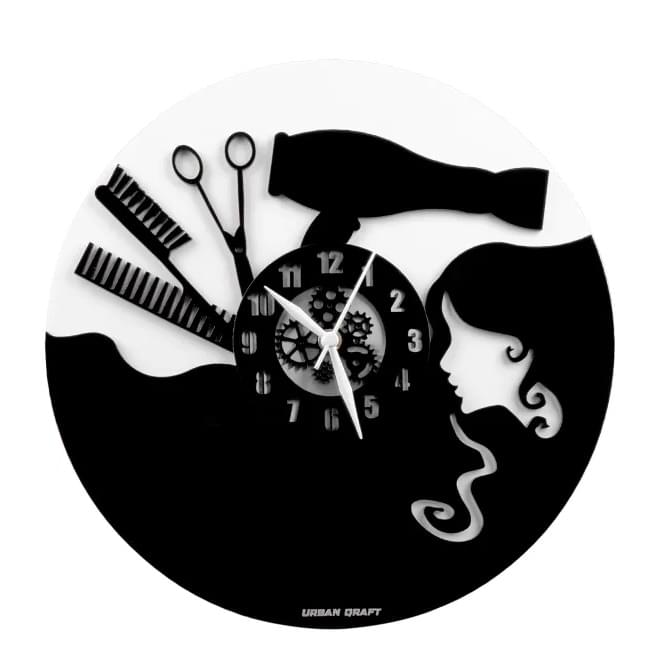 Girl Salon 12″ Numbered Wall Clock, Black